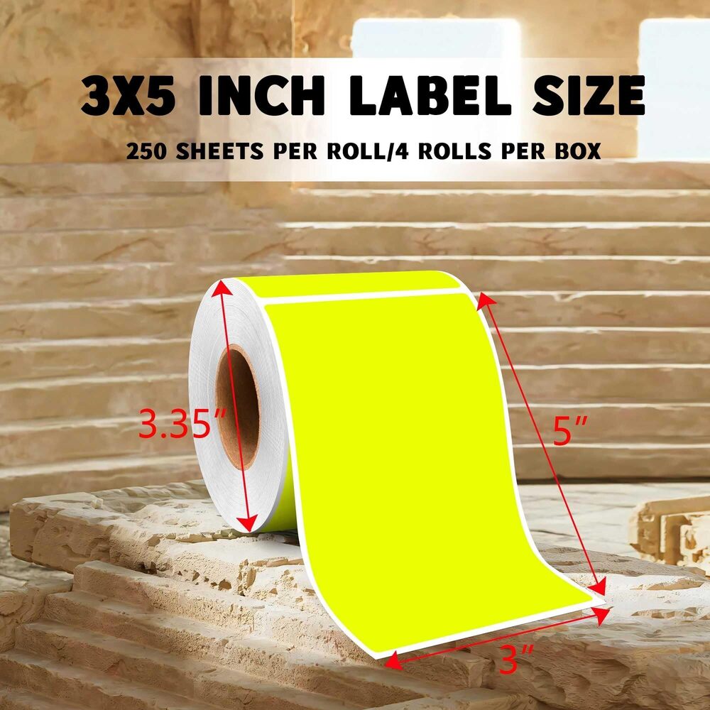 9759 3x5 Inch Color Coding Labels - 4 Rolls 1000Pcs Rectangle Strong - Picture 2 of 8